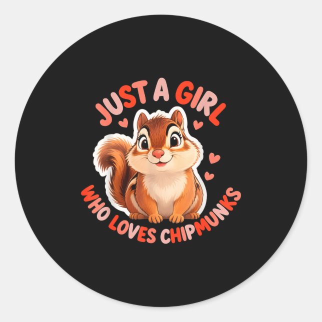 Cute Girl Loves Chipmunks Costume Kids Boys Girls  Classic Round Sticker (Front)