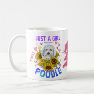 Cute Girl Loves Poodle Sunflower Coffee Mug