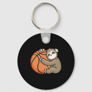 Cute Girl Loves Sloth Basketball  Key Ring