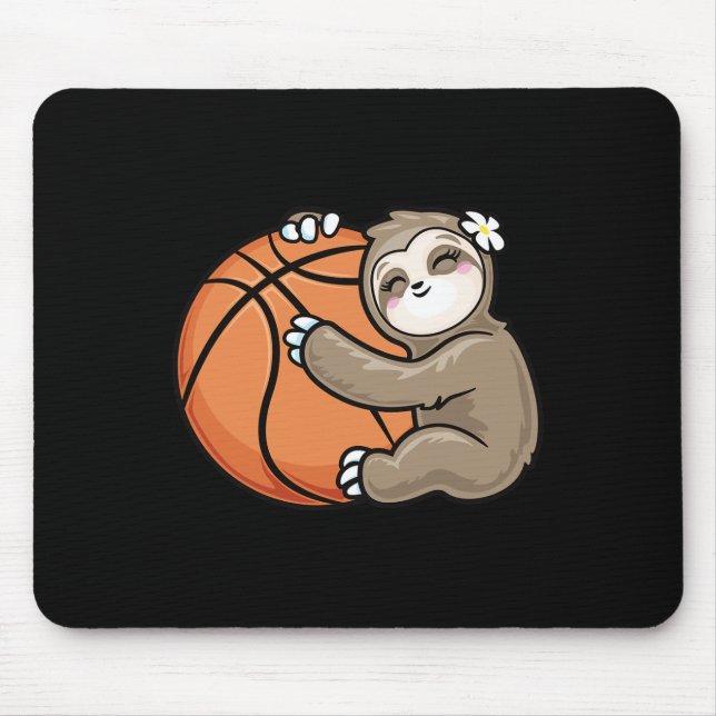 Cute Girl Loves Sloth Basketball  Mouse Mat (Front)