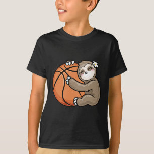 Cute Girl Loves Sloth Basketball  T-Shirt