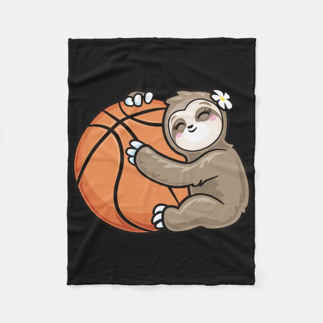 Cute Girl Loves Sloth Bysketbyll  Fleece Blanket (Front)