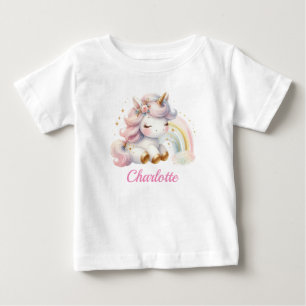Cute Girl Magical Unicorn 1st Birthday Baby T-Shirt