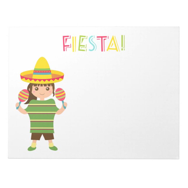Cute Girl Mexican Fiesta Maracas Notepad (Front)