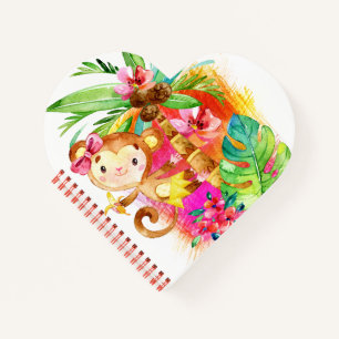 Cute Girl Monkey Climbing Tree Notebook