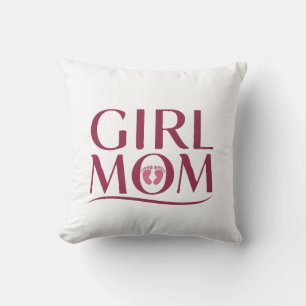 Cute Girl Mum Footprints Typography Design Cushion