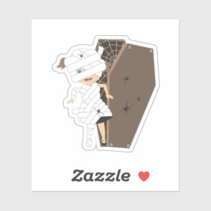 Cute Girl Mummy Coffin Halloween Design