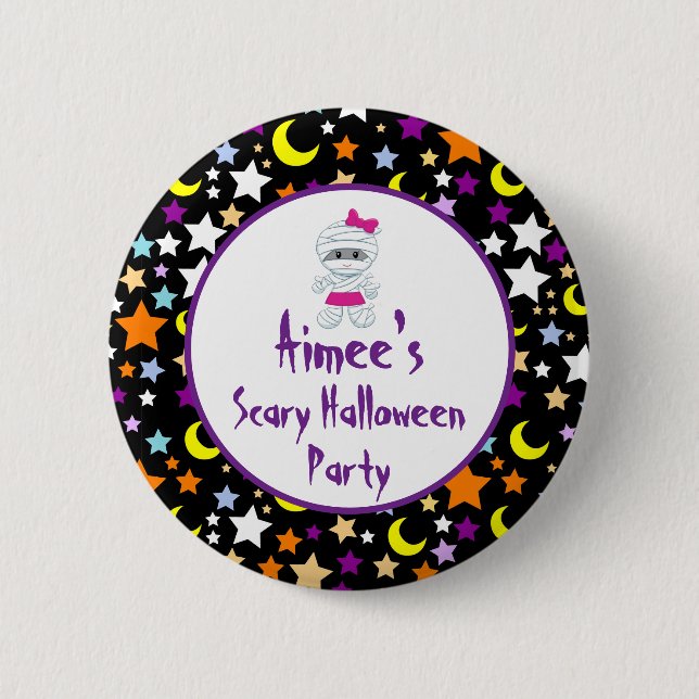 Cute Girl Mummy Halloween Party 6 Cm Round Badge (Front)