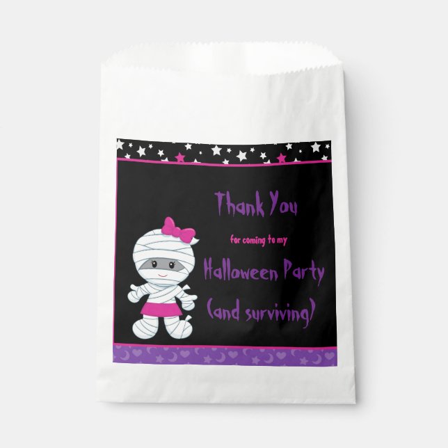 Cute Girl Mummy Halloween Party Favour Bags (Front)
