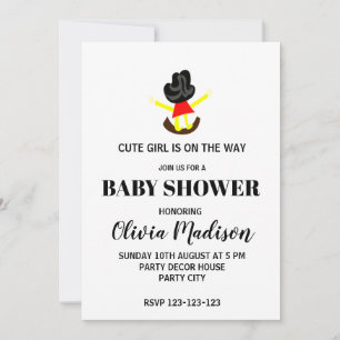 Cute Girl On A Swing Baby Girl Baby Shower Invitation