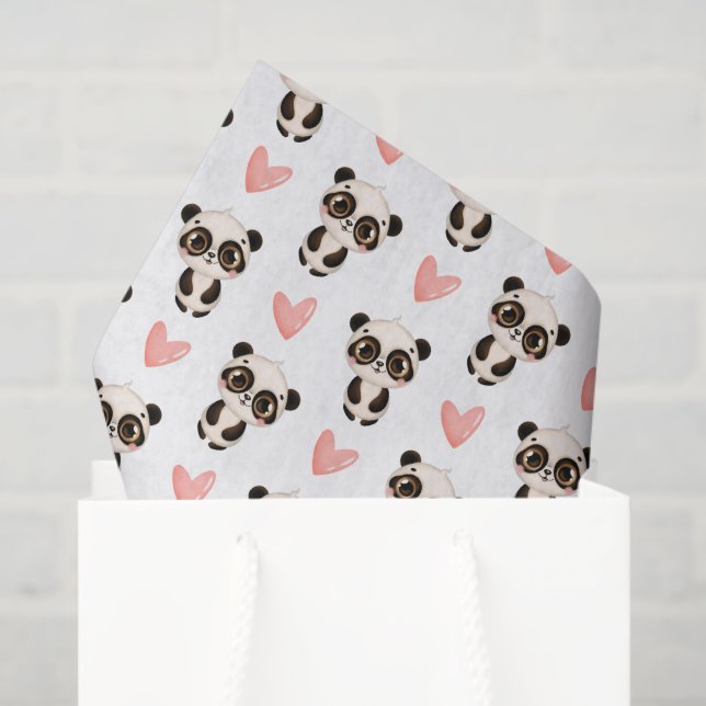 cute girl panda bear tiled party  tissue paper (Gift Bag)