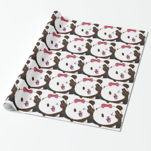Cute girl panda OK! Wrapping Paper