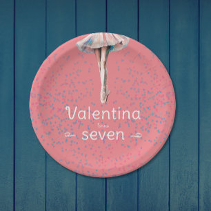 Cute Girl Pastel Pink Ballerina Tutu Dance Party Paper Plate