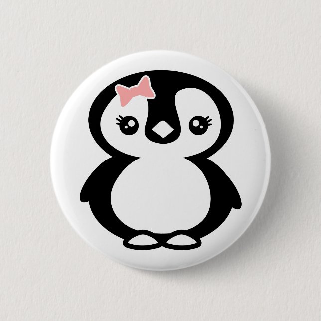 Cute Girl Penguin 6 Cm Round Badge (Front)