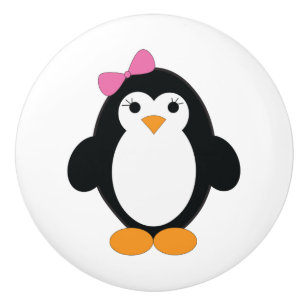 Cute Girl Penguin Ceramic Knob
