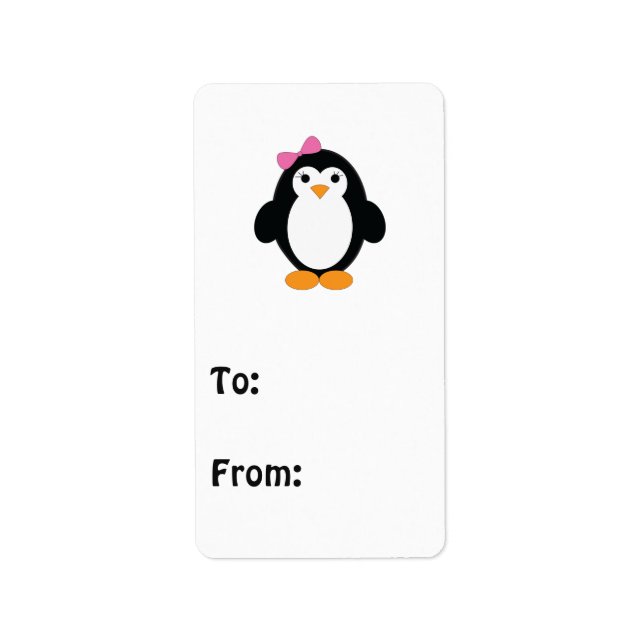 Cute Girl Penguin Label (Front)