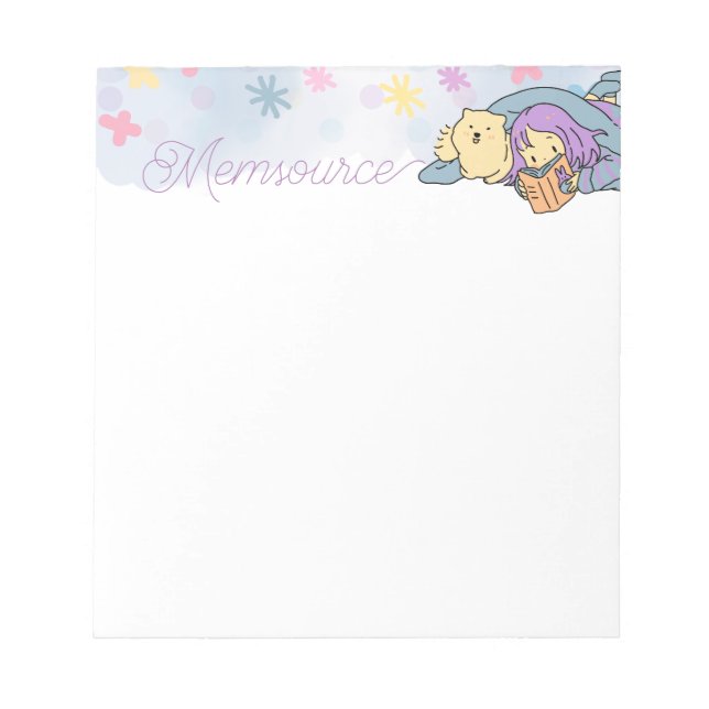 Cute Girl Personalised Cute Unicorn Cloudy Colour Notepad (Front)