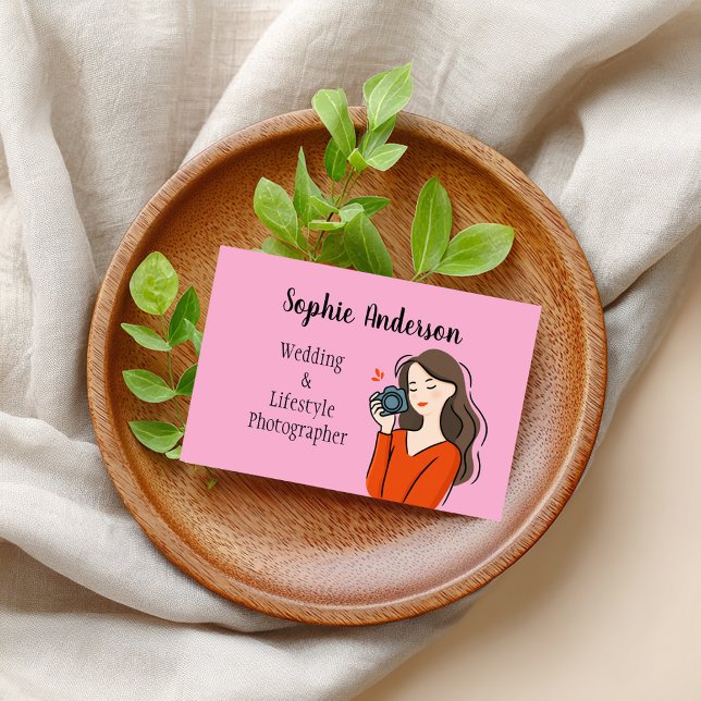 cute girl photographer drawn with paints business business card (Creator Uploaded)