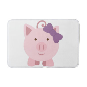 Cute Girl Pig Bath Mat