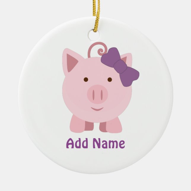 Cute Girl Pig Ceramic Tree Decoration (Front)