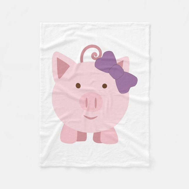 Cute Girl Pig Fleece Blanket (Front)