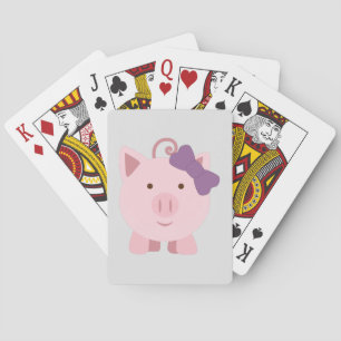 Cute Girl Pig Playing Cards