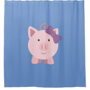 Cute Girl Pig Shower Curtain