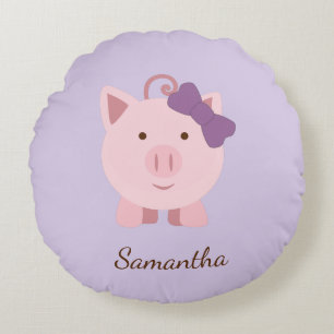 Cute Girl Pig Swaddle Blanket Round Cushion