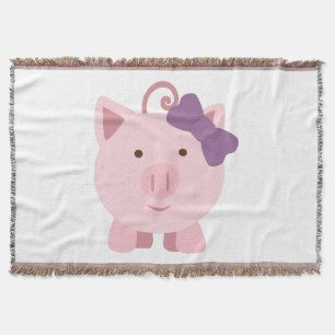 Cute Girl Pig Throw Blanket