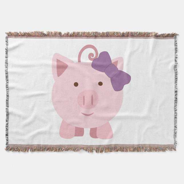 Cute Girl Pig Throw Blanket (Front)