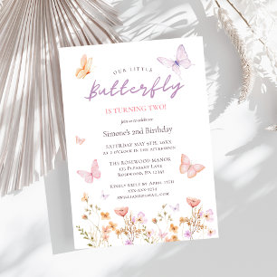 Cute Girl Pink 2nd Birthday Invitation