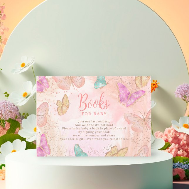 Cute girl pink a little butterfly bring a book enclosure card (Creator Uploaded)