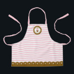 Cute Girl Pink Striped Cupcake Baking Apron<br><div class="desc">A cute pink and white striped kids cupcake baking apron. A cute and retro style bakery apron. A pretty pink cupcake on a scalloped circle background. Personalise it with your name or other text. A great gift for anyone who loves to cook! Just type in the name of your choice...</div>