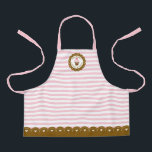 Cute Girl Pink Striped Cupcake Baking Apron<br><div class="desc">A cute pink and white striped kids cupcake baking apron. A cute and retro style bakery apron. A pretty pink cupcake on a scalloped circle background. Personalise it with your name or other text. A great gift for anyone who loves to cook! Just type in the name of your choice...</div>