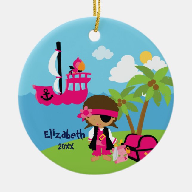 Cute Girl Pirate Christmas Ornament (Front)