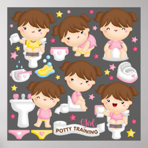 Cute Girl Potty Training Poster