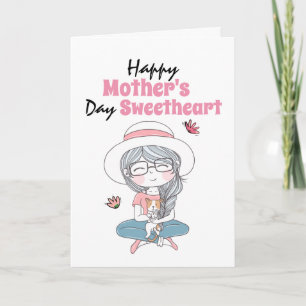 Cute girl puppy dog first Mother's Day poem Card