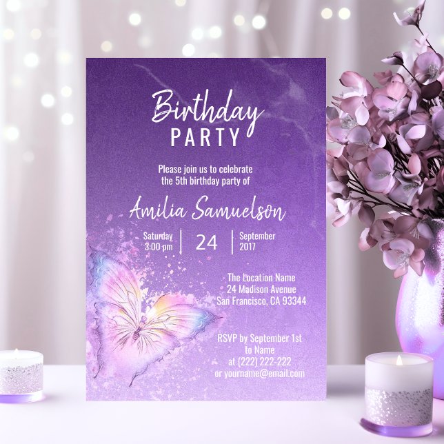 Cute Girl Purple Butterfly Birthday DIY Templates (Cute Girl Purple Butterfly Birthday DIY Templates)