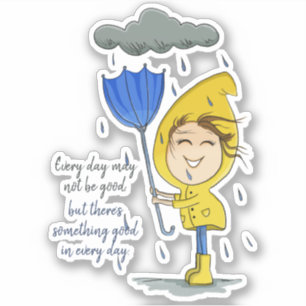 Cute Girl Rainy Windy Day Graphic Encouragement