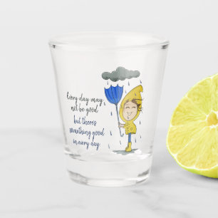 Cute Girl Rainy Windy Day Graphic Encouragement Shot Glass