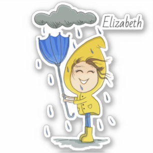 Cute Girl Rainy Windy Day Graphic Personalise