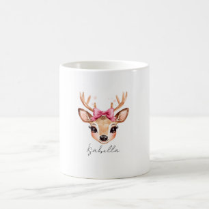 Cute Girl Reindeer Christmas Mug Personalize