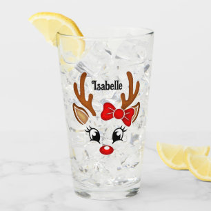 Cute Girl Reindeer Face Glass