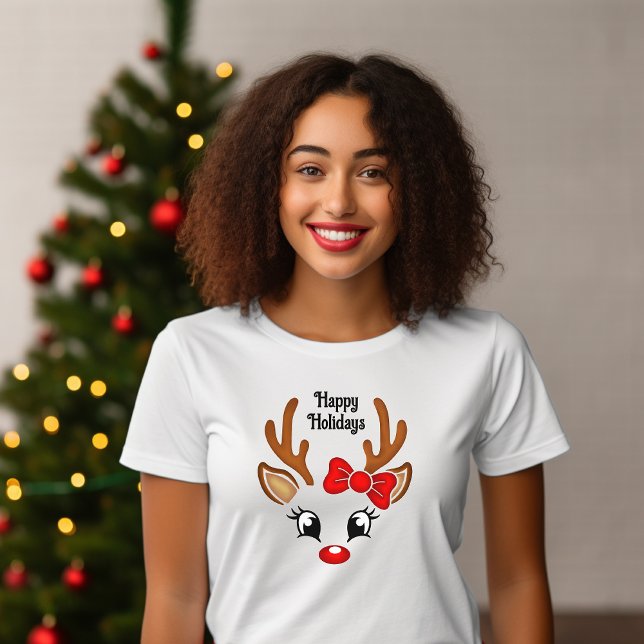 Cute Girl Reindeer Face T-Shirt (Creator Uploaded)