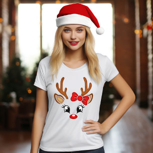 Cute Girl Reindeer Face Woman's T-Shirt