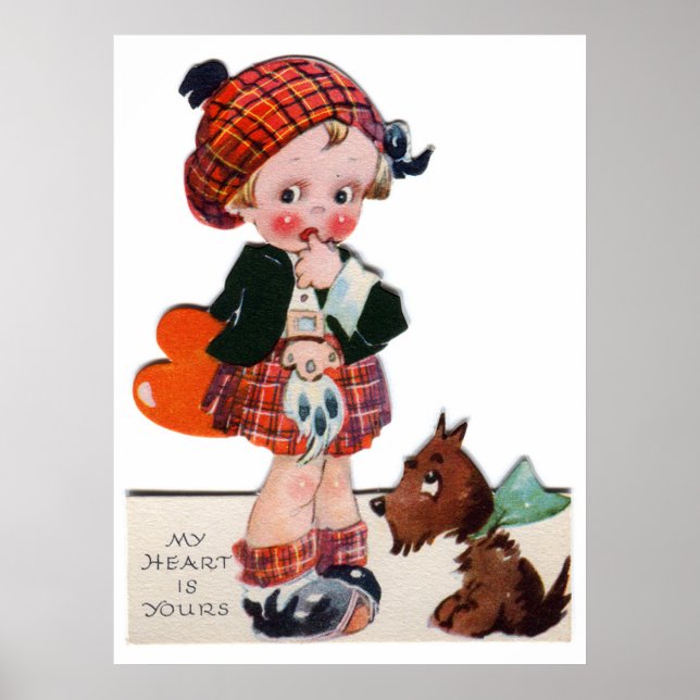 Cute girl retro vintage Valentine poster (Front)