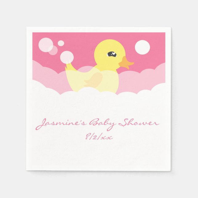 Cute Girl Rubber Ducky Baby Shower Napkin (Front)