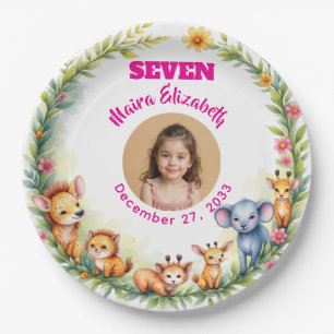 Cute Girl Safari Photo Plate Kids Birthday Party
