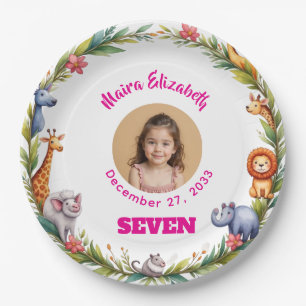 Cute Girl Safari Photo Plate Kids Birthday Party