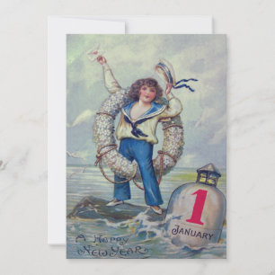 Cute Girl Sailor Buoy Throw Ring Invitation